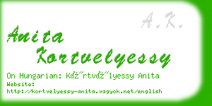 anita kortvelyessy business card